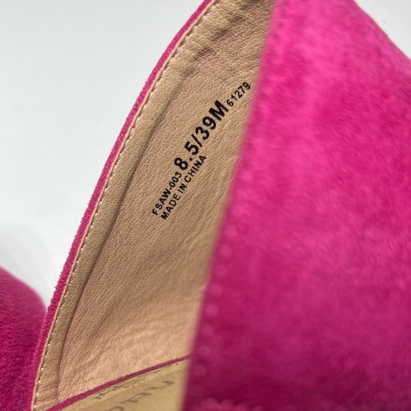 Pink suede sandal wedge with double strap - Picture 3 of 11